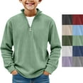 thumbnail image 5 of Boys Casual Corduroy Shirts Loose Stand Collar Long Sleeve Quater Zip Tshirts Kids Comfy Soft Stretch Spring Fall Pullover Tops, 5 of 5
