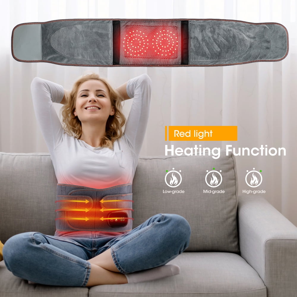 Red Light Therapy Heating Back Brace Pad, Neoprene Heated Waist Belt Back Massager for Post Sporting and Fatigue Care