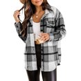 thumbnail image 1 of Harence Womens Plaid Jacket Shacket Flannel Shirts Button Down Long Sleeve Fall Casual Coats, 1 of 4