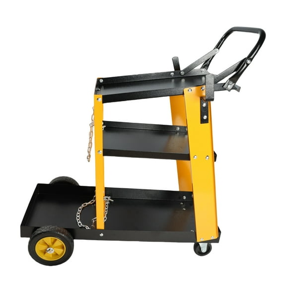 Heavy Duty 3-Tier Welding Cart, 200LB Capacity Mobile Workstation for MIG/TIG Welders & Plasma Cutters with Safety Chains