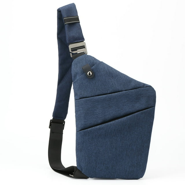 Bolso Pecho Antirrobo Multifuncional para Hombre Cruzado Nailon Portátil (hombro Izquierdo Oscuro) Azul
