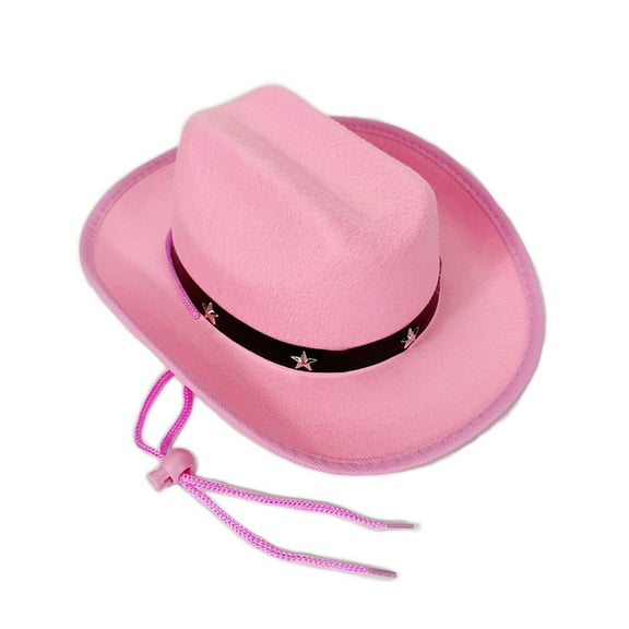 RUISINERY Kids Western Pork Pie Hat With Star Studs Adjustable Strap For Ages 3-12 Outdoor And Party Wear