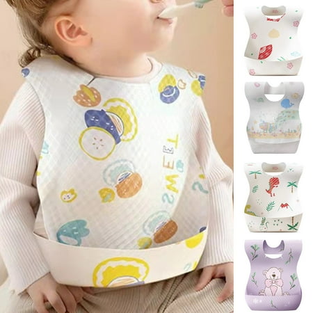 

harmtty 10Pcs Disposable Baby Bibs Convenient Comfortable Cartoon Pattern Foldable Adorable Dirt Resistant One-time Wash Free Infant Feeding Saliva Towel Daily Use A