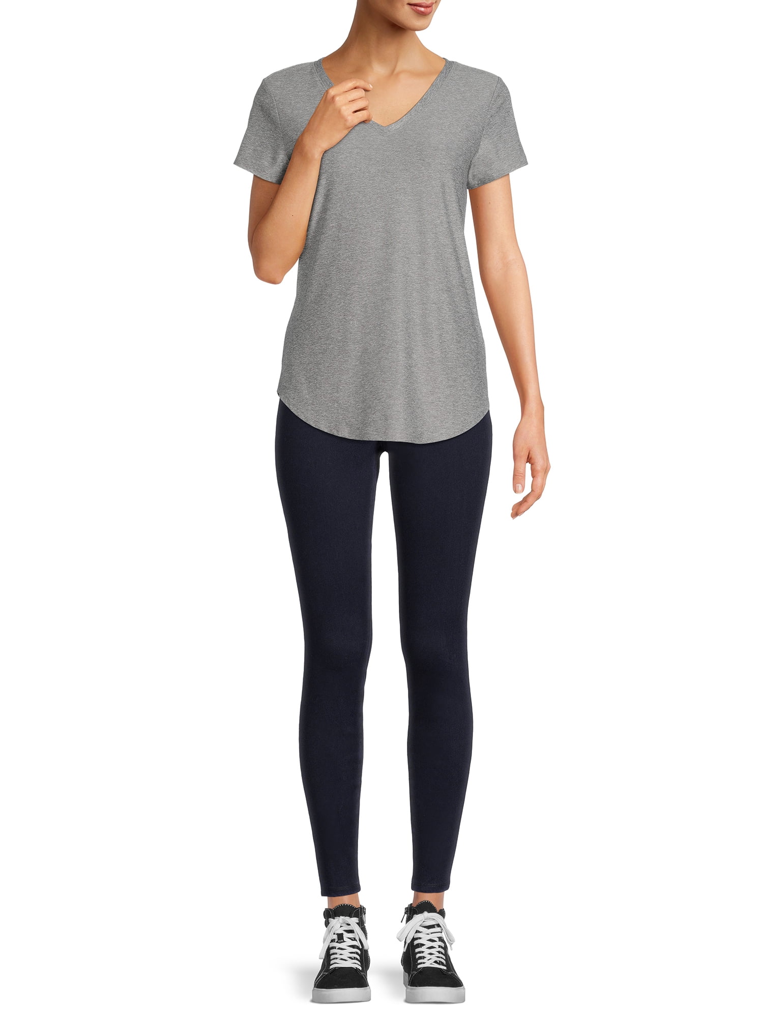 No Boundaries Juniors Brushed V-Neck T-Shirt with Short Sleeves, 2-Pack, Sizes XS-XXXL