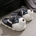 thumbnail image 3 of Plush Husky Slippers Plush Closed Toe Slippers Anti Slip Cartoon Animal Slippers Comfortable Fuzzy Dog Slippers Cute for Indoor Bedroom (Grey 36-37), 3 of 10