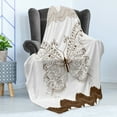 thumbnail image 4 of Butterfly Soft Flannel Fleece Throw Blanket, Insect Artwork Swirled Wings Vintage Modern Ornate Fashion Style Print, Cozy Plush for Indoor and Outdoor Use, 70" x 90", White Brown Grey, by Ambesonne, 4 of 5