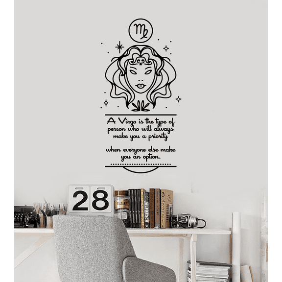 Virgo Signs Earth Sign A Type of Person Who Will Always Make You a Priority Virgo Zodiac Vinyl Bedroom Wall Decal Wall Art Sticker Wall Design Kids Adults Room Bedroom Wall Decoration Size(10x6 inch)