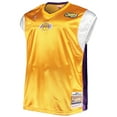thumbnail image 2 of Men's Mitchell & Ness Gold/Purple Los Angeles Lakers Hardwood Classics Big & Tall On-Court Shooting V-Neck Shirt, 2 of 4