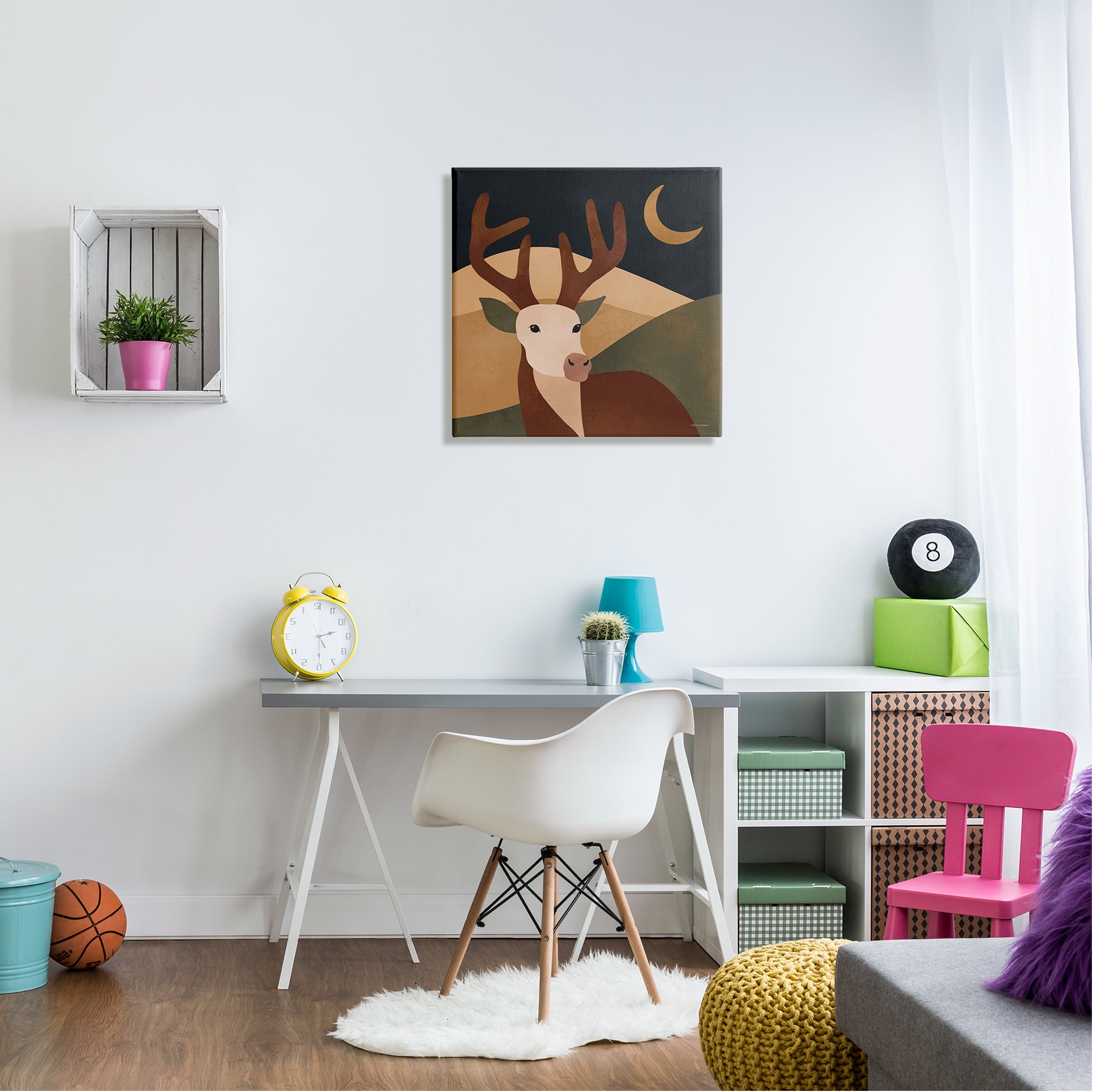 Stupell Industries Minimal Deer Landscape Animals & Insects Painting Gallery Wrapped Canvas Art Print Wall Art, 24 x 24