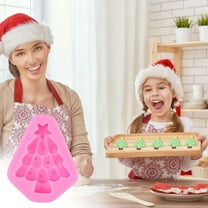 FastXmas Christmas Tree Silicone Mold, 2 x 2.3" Christmas Chocolate Cake Molds,Non-Stick Pine Tree Candy Baking Fondant Molds Xmas Silicone Trays Pan Mold Handmade Chocolate Molds for Kitchen(Pink)