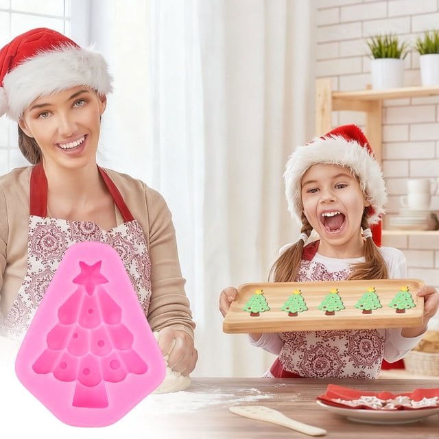 EGNMCR Christmas Decorations, Christmas Tree Chocolate Silicone Mould Christmas Decorating Fondant Cake Mould Pinetree Christmas Biscuits Baking Mould Silicone Christmas Tree Mold