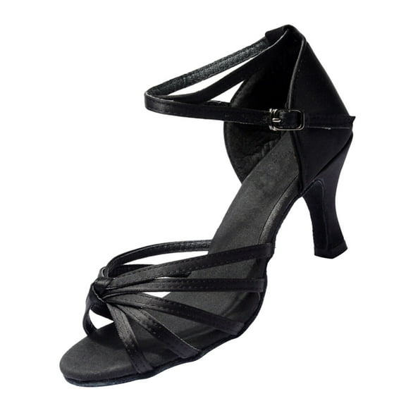 Elegant High-heeled Dress Shoes with Ankle Strap for Women Size Satin and Suede