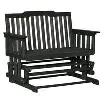 2-Person Patio Glider Bench - Outdoor Wood Rocking Chair Loveseat for Garden, Porch - Black