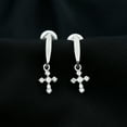 thumbnail image 3 of Rosec Jewels - Lab Diamond Cross Drop Earrings with Screw Back - Christian Faith Earrings for Women - EF-VS Quality, 925 Sterling Silver, 3 of 9