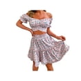thumbnail image 3 of Sedceaty Women’s Casual T-shirt and Skirt Suit Fashion Floral Boat Neck Tops and A-line Mid-length Skirt, 3 of 7