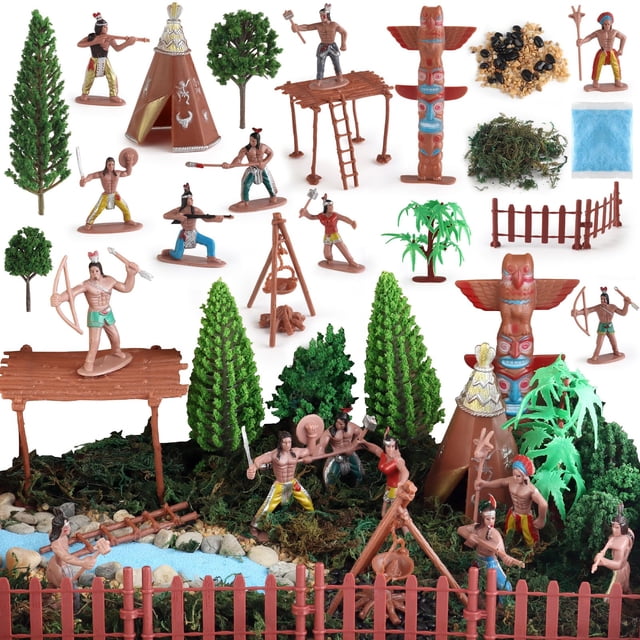 Juego de juguetes wookidel, 44 unidades, figuras de indios nativos americanos