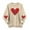 Khaki, variant on Women Crewneck Valentine Sweatshirt Love Heart Zip Elbow Patch Shirts Long Sleeve Pullover Tops Gift for Her White Small