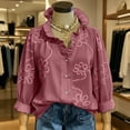 thumbnail image 5 of APEXFWDT Floral Boho V Neck Shirt Women Long Sleeve Button Down Shirts Casual Western Shirts, 5 of 5