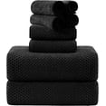 thumbnail image 1 of 8-Piece Bath Towel Set, 2 Extra Large Bath Towel Sheets, 2 Hand Towels and 4 Washcloths - Highly Absorbent Quick Dry Microfiber,Ultra Soft Towel Set for Bathroom,Waffle Weave Design, Pack of 8 (Black, 1 of 7