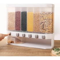 Grain Dispenser with Measuring Cup,Dry Food Dispenser Snack Dispenser Rice Storage Container for Kitchen Organizing,Kitchen Storage 25 Pounds Food Dispensers,6 Grid