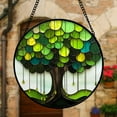 thumbnail image 4 of Stained Glass Window Hanging, Green Tree Fringed Leaves Suncatcher Diamond Glass Panel Hangings Sun Catchers Decor for Birthday for Women, Men, Wife, Aunt, and Mom, 4 of 5