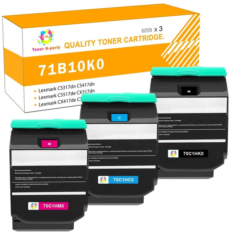 Toner H-Party 3-Pack Compatible Toner Cartridge Replacement for Lexmark 71B10C0 71B10Y0 CS317dn CS417dn CS517de CX317dn CX517de Printer Ink Cyan, Magenta, Yellow - Walmart.com
