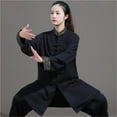 thumbnail image 2 of Cotton Linen Tai Chi Uniform Color-Blocked Martial Arts Training Performance Outfit For Spring/Autumn, 2 of 6