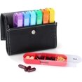 thumbnail image 1 of SHAR 7 Day Pill Box 28 Compartments Pill Box with Leather Case Pill Box Portable Pill Box Travel Medicines Storage 4 Compartments Daily Box, 1 of 5