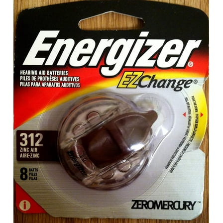 Energizer AZ312EZ-8 Size 312 EZ Change Hearing Aid Battery - Retail Pack