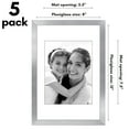 thumbnail image 3 of Americanflat 8x12 Picture Frame with Polished Plexiglass with 6x8 Mat 5 Pack Display Photo Galleria - Silver, 3 of 8
