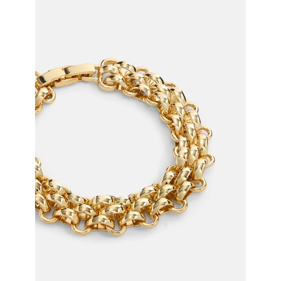 Free Assembly Women's Goldtone Chunky Link Bracelet, 7.5"   .5" Clasp
