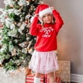 thumbnail image 2 of Toddler Baby Girl Christmas Outfit Candy Cane Sweatshirt Long Sleeve Shirts Tops Tulle Tutu Skirts Set Fall Winter Holiday Clothes, 2 of 8