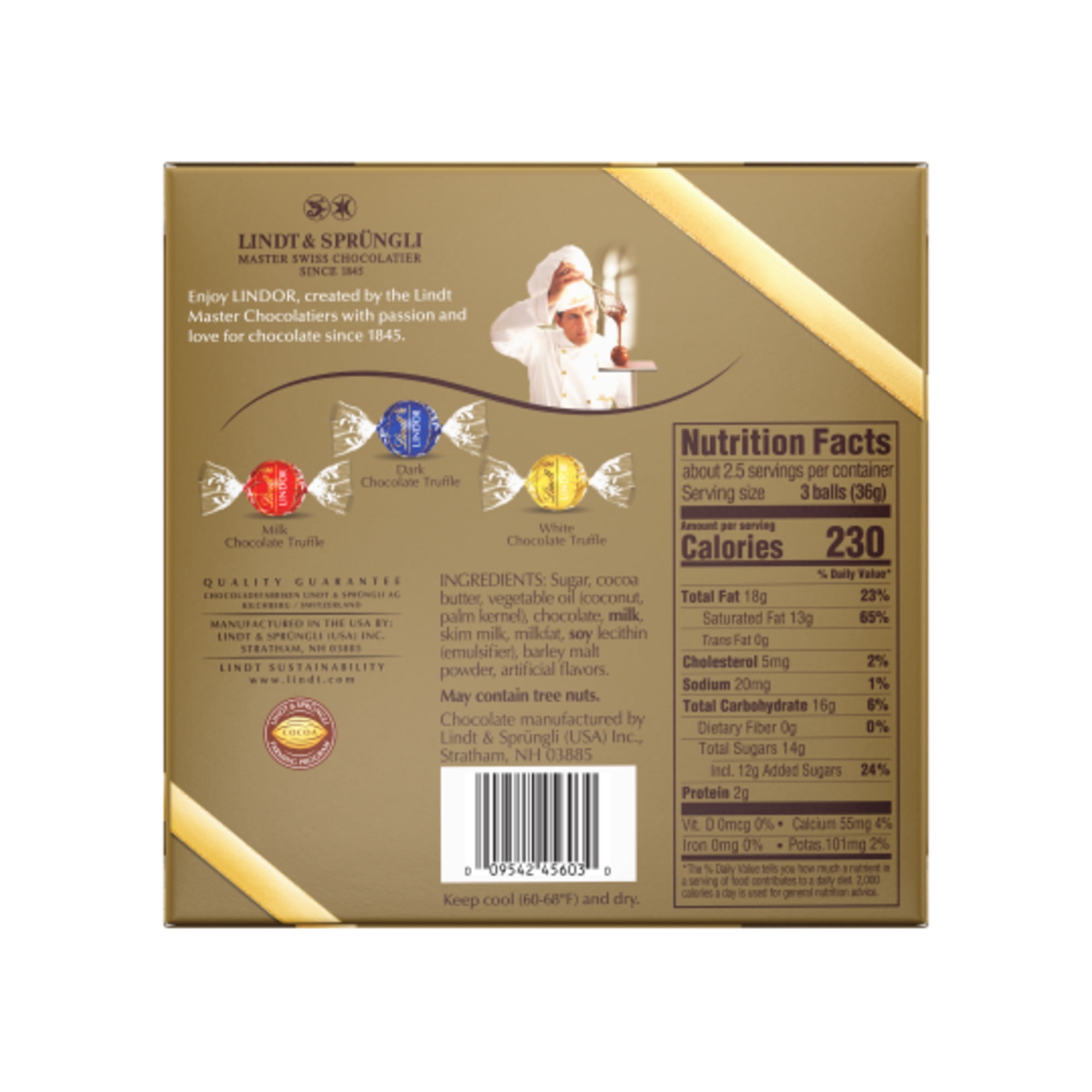Lindt LINDOR Assorted Chocolate Candy Truffles Gift Box, 3.8 oz.