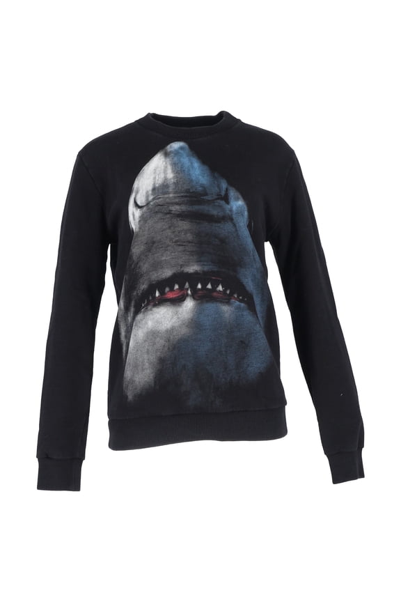 Pre-Owned Givenchy Shark Printed Crewneck Sweater in Black Cotton