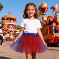 thumbnail image 2 of Byoo Toddler Girl Glitter Tulle Tutu Skirt Block Color Elastic High Waist Skirts Elegant Soft Daily Skirt for Kids, 2 of 8