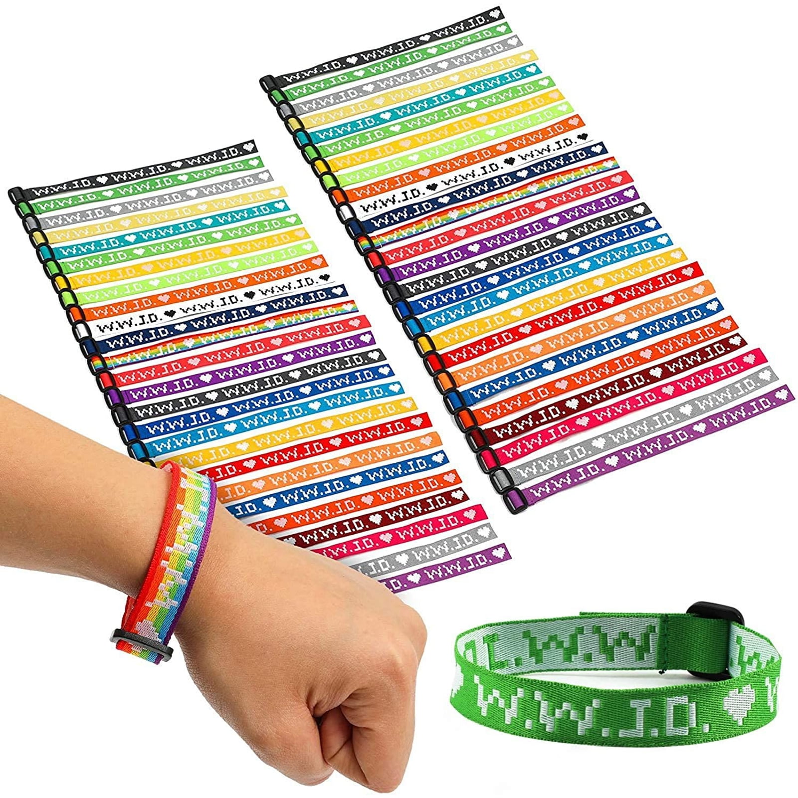 52-Pack W.W.J.D What Would Jesus Do Religious Woven Bracelets Wristbands Men Women