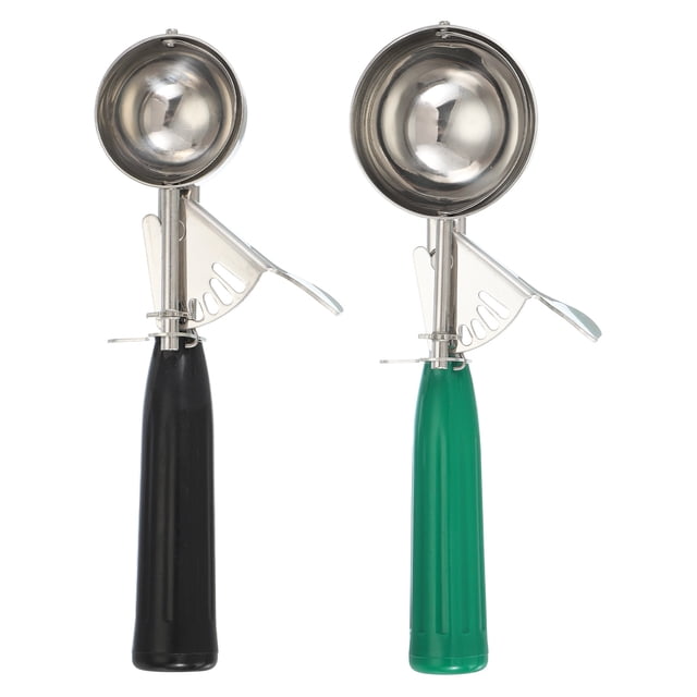 Uxcell 2 Pcs Cookie Scoops, Ice Cream Scoop with Trigger for Baking Cookie Dough Rice Pudding Kitchen Gadget, Black, Green