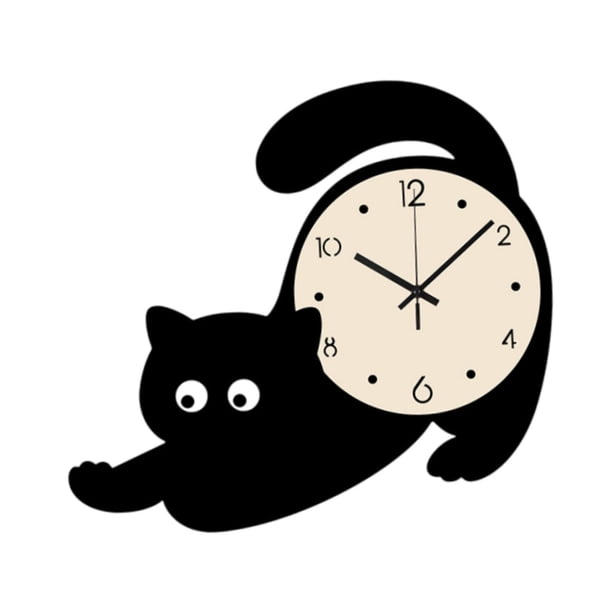 Reloj de pared silencioso, reloj decorativo que no hace tictac, decoración del hogar, reloj de gato para colgar en la pared 30cmx27cm
