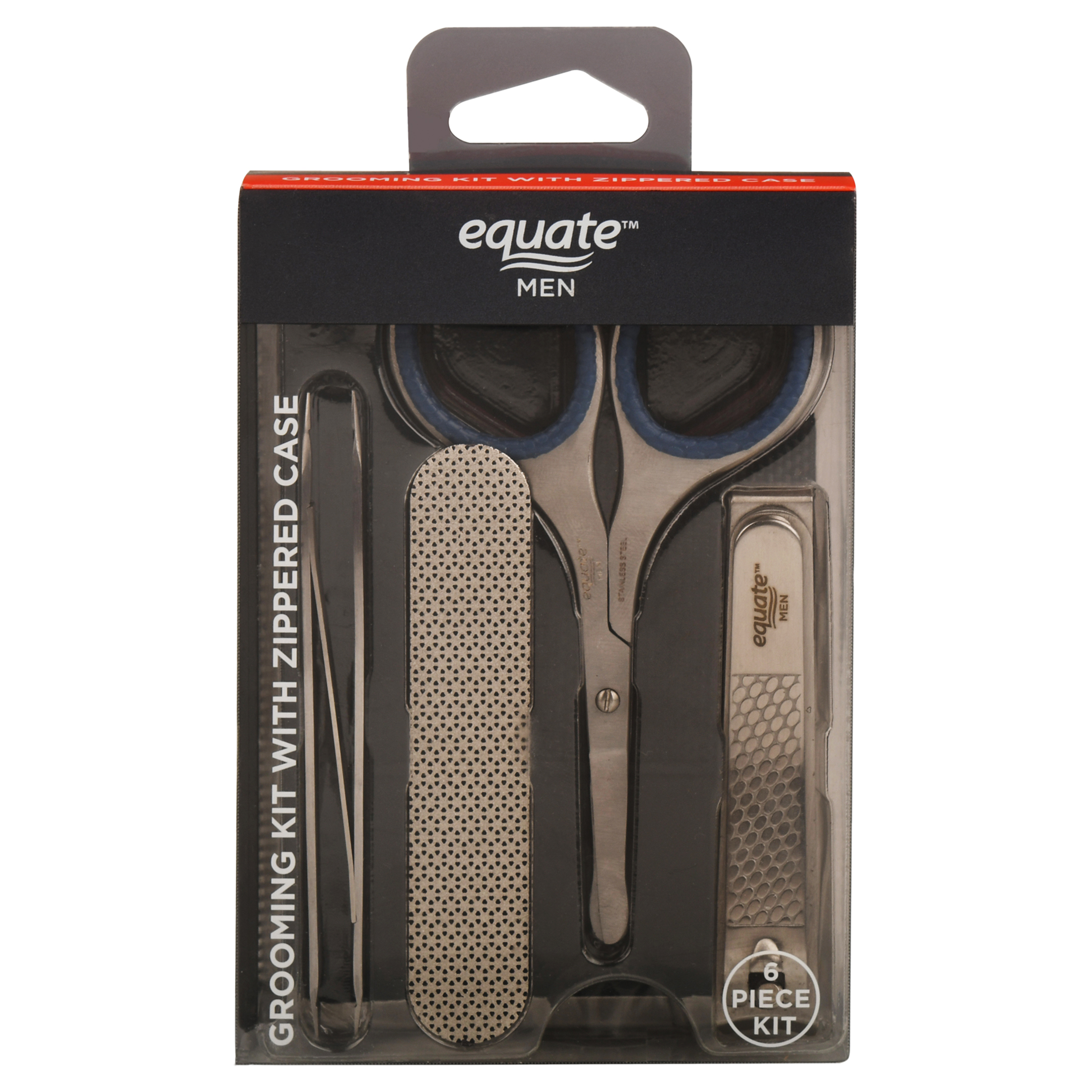 Equate Men's 6 Piece Complete Grooming Kit with Black Case