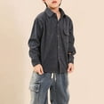 thumbnail image 2 of WRKEKC Kids Solid Color Corduroy Shirt Jacket Long Sleeve Pocketed Outerwear for 12 Months-10 Years Boys Girls Fall Winter, 2 of 5
