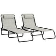 thumbnail image 3 of Demi Bonn Outdoor Folding Chaise Lounge Chairs Set of 2 with 4-Position Reclining Pillow-Back, Breathable Mesh Seat, Bungee for Pool, Beach, Patio, Beige, 3 of 11