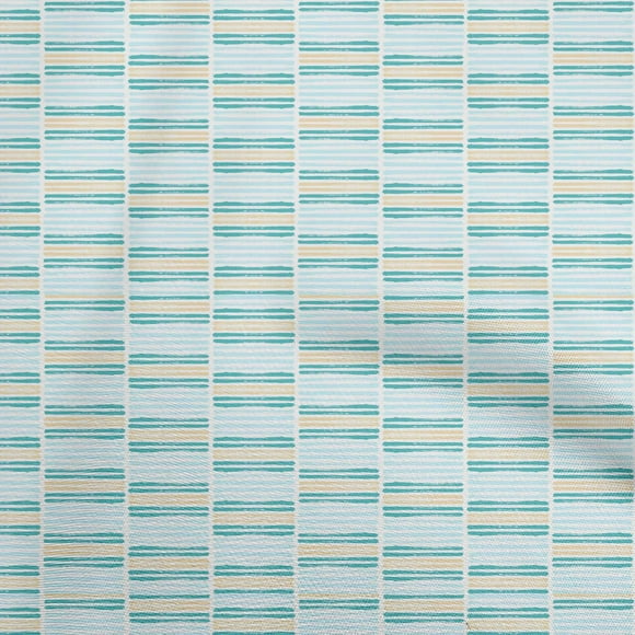 oneOone Cotton Flex Arctic Blue Fabric Asian Block Print Stripes Sewing Fabric By The Yard Printed Diy Clothing Sewing Supplies 40 Inch Wide