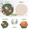 thumbnail image 4 of Yayeee 6 PCS Drink Coasters with Holder Set Woven Absorbent Round Tabletop Hot Pad, Retro Floral Orange, 4 of 7