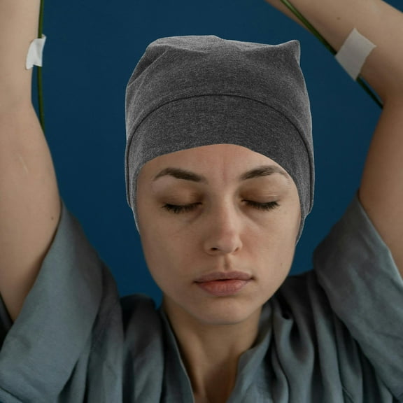 NICEXMAS Unisex Cotton Sleeping Cap Grey Soft Breathable Hair Bonnet for Night