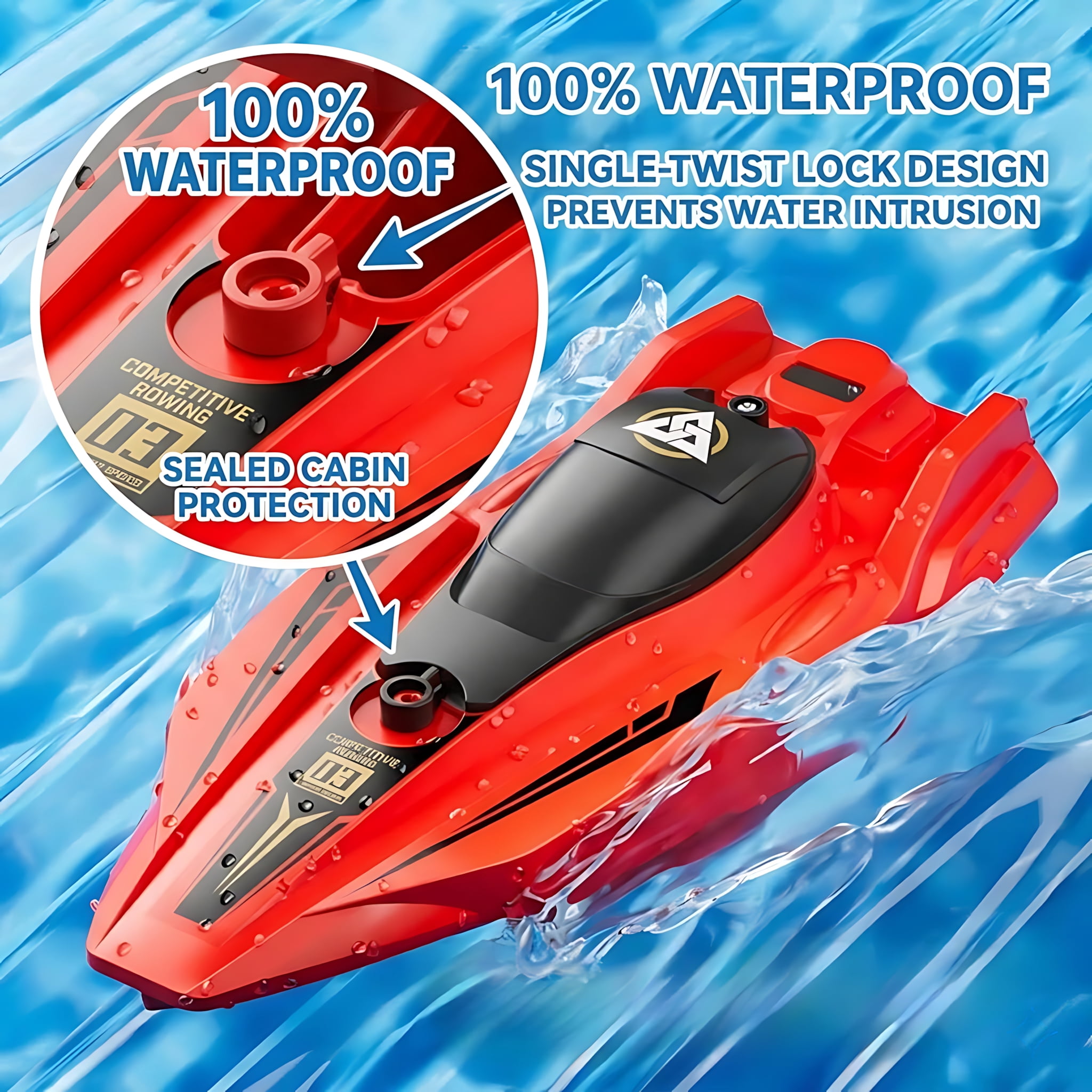 Tigozz 2-Pack RC Boats for Kids Adults, 25km/h High Speed Remote Control Boat for Pools Lakes, 2.4GHz Racing Speedboat with LED Lights, Red & Blue
