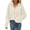Beige, variant on Women's Long Sleeve Lapel Half Button Down Sweatshirt Solid Stylish Loose Fit Casual Pullover Tops White
