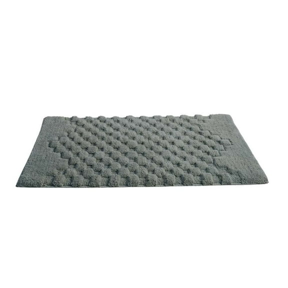 Knightsbridge Luxurious Block Pattern High Quality Year Round Cotton With Non-Skid Back Bath Rug 20" X 30" Sage