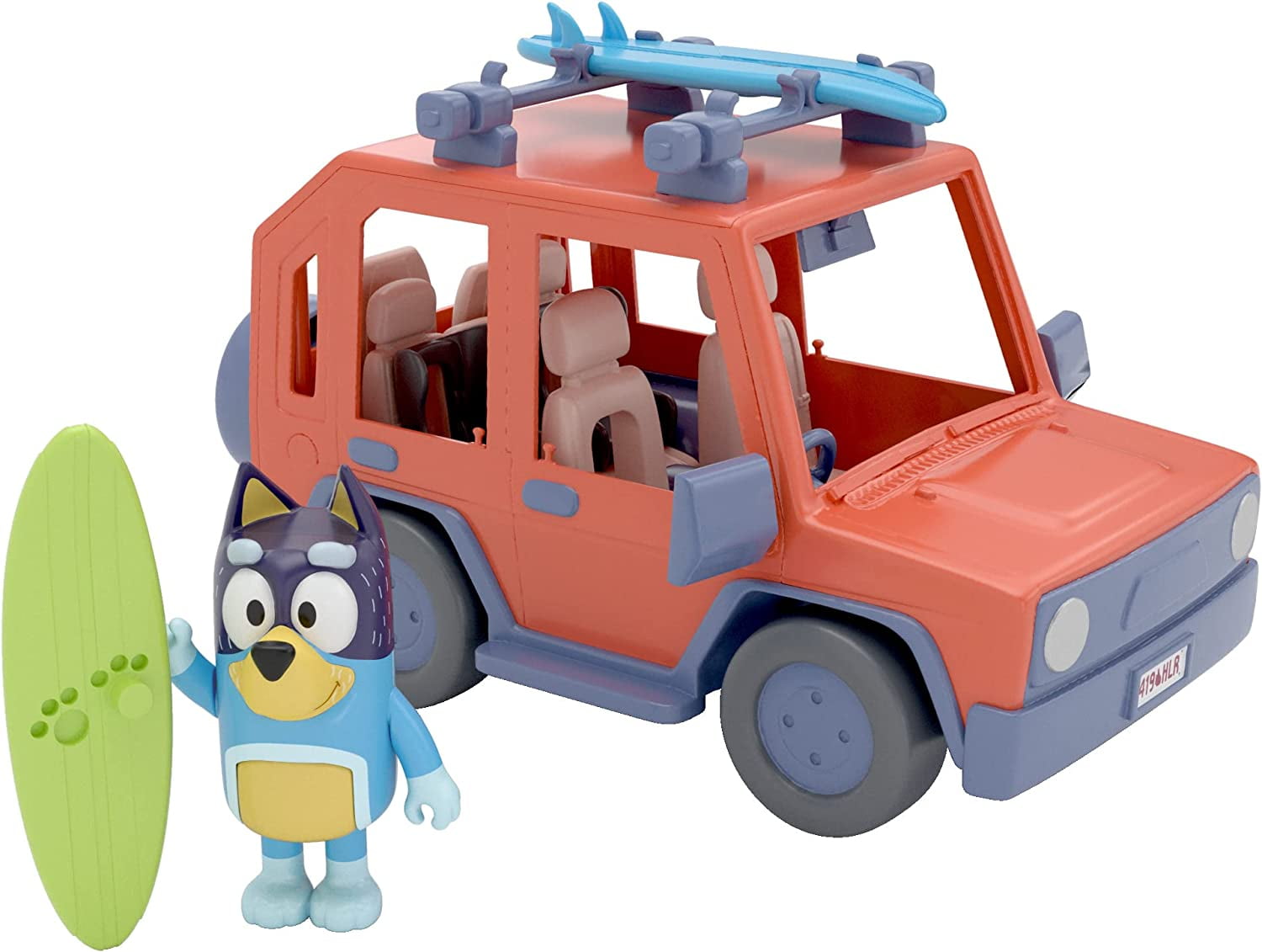 Bluey 4WD Family Vehicle, Includes 1 Figure, 2 Surfboards, Fun Stickers, For Preschoolers