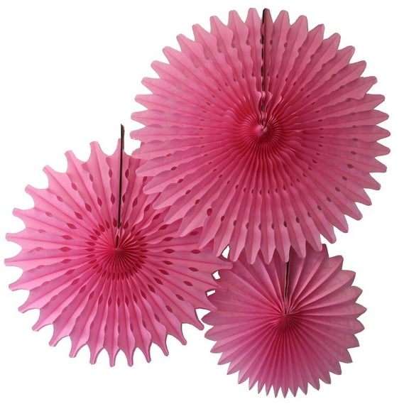 Hanging Dusty Rose Tissue Fan Decorations, Set of 3 (21 inch, 18 inch, 13 inch) by Devra Party