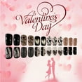 thumbnail image 3 of Fofosbeauty 24pcs Press on Nails, Fake Nails, Full Cover Acrylic Nails for Girls Women Kids, Coffin Valentine's Day Black Heart Checkerboard, 3 of 10